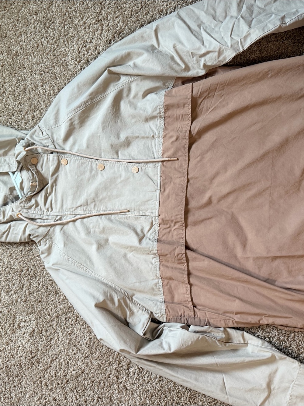 Faherty Two-Tone Hooded Utility Jacket in Cream and Tan